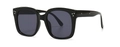 Classic black square sunglasses featuring signature three-dot metal rivets on the frame - Dark Grey
