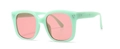 Modern square sunglasses featuring a mint green frame with gradient pink lenses - Green and Pink