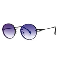 Retro oval sunglasses for women with purple gradient lenses and black metal frames - Black Grey Blue