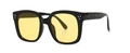 Modern retro square sunglasses with thick black frames and transparent yellow lenses - Black Yellow