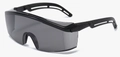 Protective safety goggles with black frame, dark grey lenses and vented temple design - Black Frame Black Legs Black Gray Lens