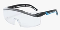 Clear anti-fog safety glasses with black and blue frame for industrial protection - Black Frame Blue Legs Transparent Lens