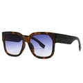Retro square oversized tortoiseshell sunglasses with gradient blue lenses and thick black temples - Tortoise Gradient Blue