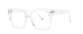 Modern retro square sunglasses with transparent frames and silver metal hinges - Clear