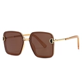 Modern square polarized sunglasses with oversized frames and gold metal temple accents - Golden Brown