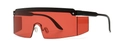 Flat top shield zonnebril met rode doorschijnende lens en glanzend zwart montuur - Zwart Frame Rode Lens