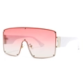 Punk style oversized sunglasses with gradient lenses and silver studs on white frame - C7 Silver Gradient Red