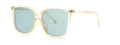 Occhiali da sole quadrati oversize con montatura champagne trasparente e lenti azzurre - Blu Trasparente (C3 Blu Trasparente)