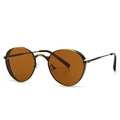 Lunettes de soleil rondes rétro avec verres marron foncé et monture en métal bronze - Copper Tan