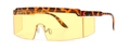 Flat top square sunglasses with yellow transparent lenses and tortoiseshell patterned frame - Leopard Frame Yellow Lens