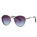 Lunettes de soleil rondes rétro avec monture en métal gris et verres dégradés bleus - Gris Anthracite Dégradé Violet Bleu