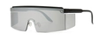 Futuristic flat top oversized sunglasses with silver mirrored lens and black frame - Black Frame Silver Mirror Lens