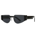 Modern oversized semi-rimless sunglasses with dark grey lenses and black temples - Black Frame Grey Lens Black Bridge