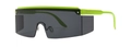 Flat top oversized square shield sunglasses featuring neon green frame and grey lens - Green Frame Gray Lens
