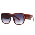 Classic oversized D-frame sunglasses with red and black textured frames and gradient lenses - C7 Black Red Striped Grey