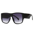 Classic oversized square sunglasses with black frames and purple gradient lenses - C1 Black Double Gray