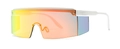 Futuristic white frame sunglasses with colorful rainbow shield mirror lenses - White Frame Pink Mirror Lens