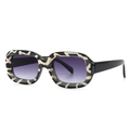 Retro rectangle zebra print sunglasses with purple gradient lenses and black temples - Tortoiseshell / Zebra Stripe / Double Grey Lenses