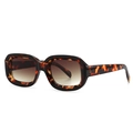 Retro tortoise shell square sunglasses with dark brown gradient lenses and thick frame - Leopard Print / Double Tea Lenses