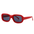 Modern rectangle sunglasses with thick red frames and dark grey lenses for street style - Red / Grey Lenses