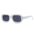 Modern white thick rectangle frame sunglasses with dark grey lenses in 45-degree view - White / Grey Lenses