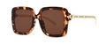 Square tortoise shell sunglasses with oversized frame and golden chain temples - C4 Leopard Print Tea