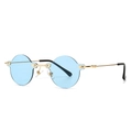Gafas de sol retro steampunk con lentes redondas azul claro y montura metálica dorada - Azul transparente