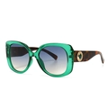 Modern oversized green crystal sunglasses with leopard pattern arms and gradient lenses - Transparent Green Blue Tan Gradient