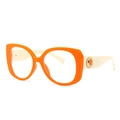 Modern orange cat-eye sunglasses with crystal petals and ivory temples in retro style - Orange Transparent