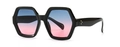 Occhiali da sole quadrati neri con lenti sfumate blu-rosa e dettagli in metallo di tendenza - Montatura Nera Lenti Sfumate Blu Rosa