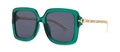 Quadratische Oversized-Sonnenbrille mit grünem Rahmen und goldenen Kettentempeln - C5 Grün Schwarz Grau