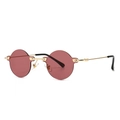 Gafas de sol redondas sin montura con lentes de color burdeos y patillas doradas - Rojo Oscuro