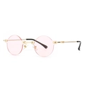 Gafas de sol cuadradas sin montura con lentes rosas y patillas de metal dorado - Rosa transparente