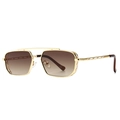 Retro square sunglasses with gold metal frame, hollow mesh details and gradient brown lenses - Gold Frame Gradient Tea Lens
