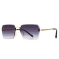 Lunettes de soleil carrées sans monture avec cadre doré et verres dégradés violets - Double Gris Doré