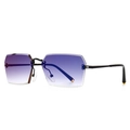 Modern rimless rectangular sunglasses with purple gradient lenses and black metal frames - Black Gradient Deep Blue