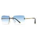 Lunettes de soleil rectangulaires sans monture avec verres dégradés bleus et métal doré - Or Dégradé Bleu
