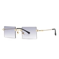 Retro square rimless sunglasses with gold metal frame and gradient grey-purple lenses - Gradient Purple