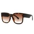Retro oversized tortoiseshell square sunglasses with thick black temples and gradient lenses - Tortoise/Gradient Brown Lens