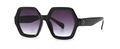 Occhiali da sole vintage quadrati con lenti sfumate viola e borchie dorate su montatura nera - Montatura Nera Lente Sfumata Doppio Grigio
