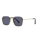 Retro slim polygonal sunglasses with gold metal frame and dark gray lenses for women - Gold Frame Black Grey Lens (C1)