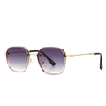 Lunettes de soleil rétro octogonales en métal doré avec verres dégradés violets - Monture Dorée Verres Double Gris (C5)
