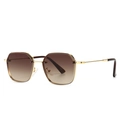 Lunettes de soleil vintage polygonales pour femmes avec monture dorée et verres dégradés - Monture Dorée Verres Double Tan (C3)
