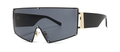 Moderne Oversize-Schild-Sonnenbrille mit schwarzem Rahmen und goldfarbenen Nieten - C1 Schwarz