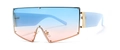 Moderne Oversize-Schild-Sonnenbrille mit blau-rosa Verlauf und goldenem Rahmen - C2 Blau und Rosa Verlauf