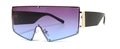 Lunettes de soleil carrées sans monture avec verres dégradés violet bleu et rivets - C3 Violet Progressif