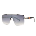 Lunettes de soleil oversize dégradé bleu avec branches à motif écossais classique - Gris Brume Argenté