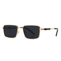 Classic square polarized sunglasses for men with gold metal frame and black lenses - Gold Frame Grey Lens