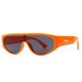 Moderne retro oranje zonnebril met grijze lenzen en gouden metalen tempeldetails - Oranje Zwart Grijs