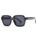 Modern oversized square sunglasses with crystal grey resin frame and dark grey lenses - Transparent Gray Black (C6)